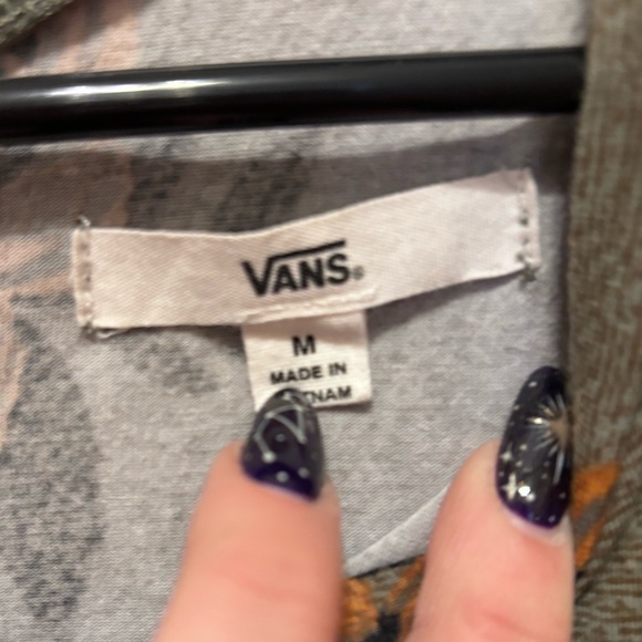 VANS Olive Green Floral Mini Fit & Flare Dress Stretch - Picture 4 of 5